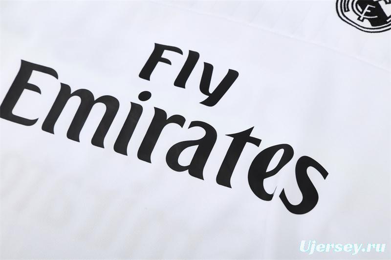 Retro 15/16 Real Madrid White Half Zipper Jacket+Long Pants