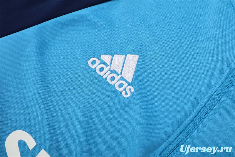 Retro 05/06 Real Madrid Light Blue Half Zipper Jacket+Long Pants