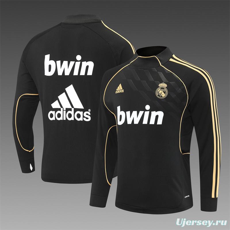 Retro 11/12 Real Madrid Black Half Zipper Jacket+Long Pants