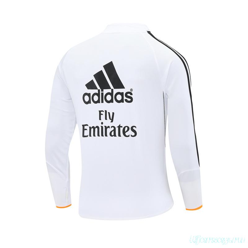 Retro 13/14 Real Madrid White Half Zipper Jacket