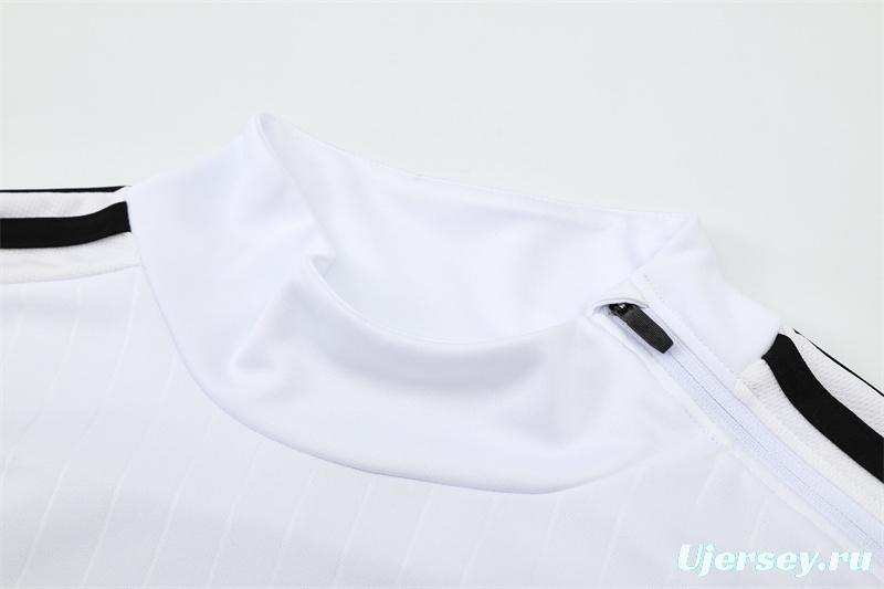 Retro 15/16 Real Madrid White Half Zipper Jacket+Long Pants