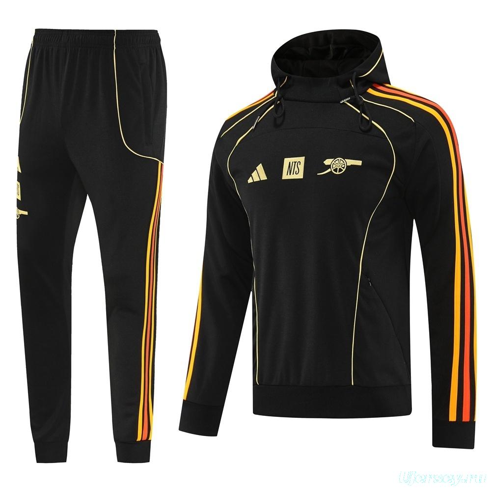 25/26 Arsenal Black Full Zipper Jacket + Long Pants