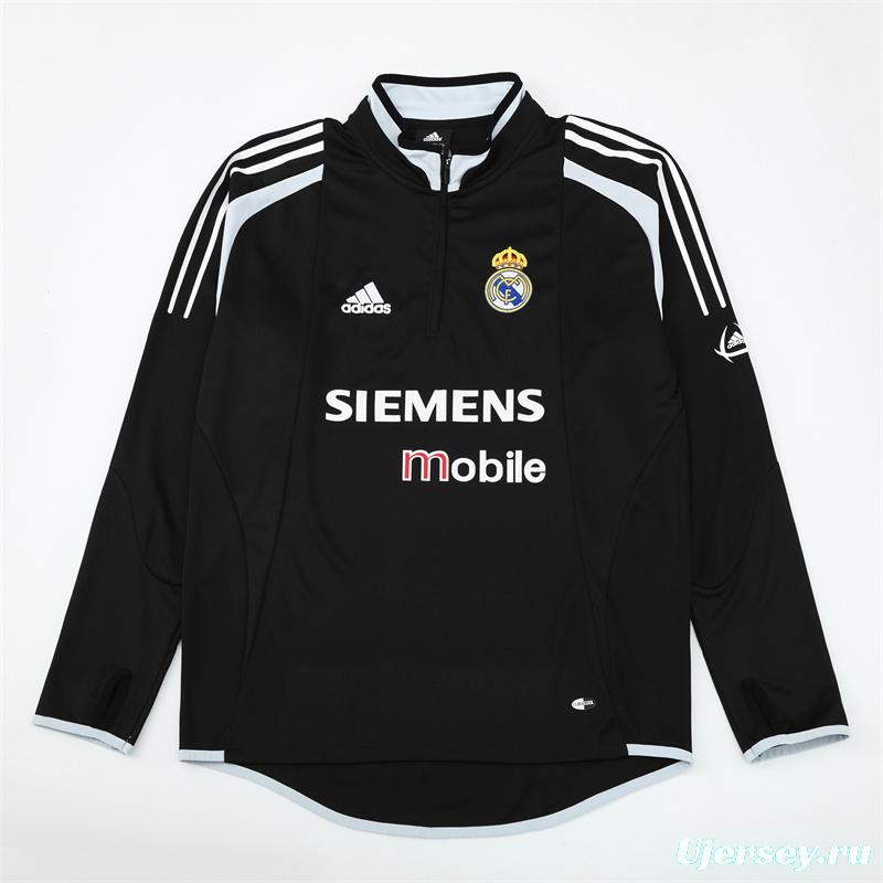 Retro 04/05 Real Madrid Black Half Zipper Jacket+Long Pants