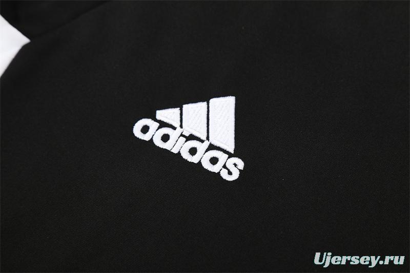 Retro 08/09 Real Madrid Black Half Zipper Jacket+Long Pants