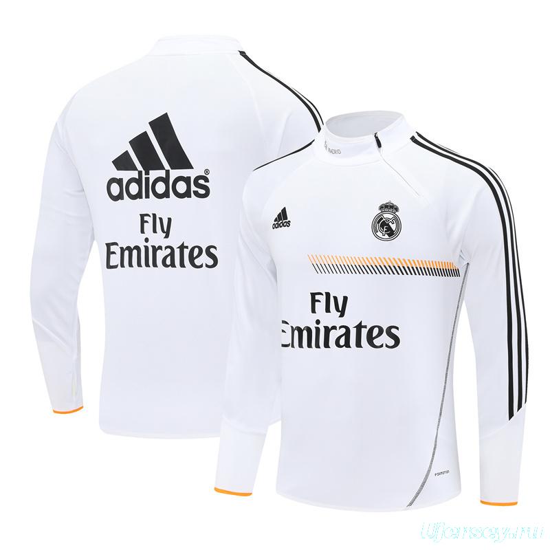 Retro 13/14 Real Madrid White Half Zipper Jacket+Long Pants