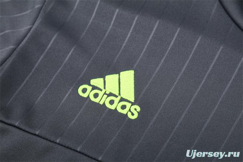 Retro 15/16 Real Madrid Dark Grey Half Zipper Jacket+Long Pants