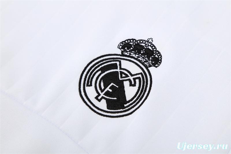 Retro 15/16 Real Madrid White Half Zipper Jacket+Long Pants