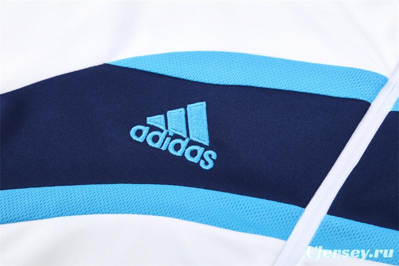 Retro 09/10 Real Madrid White Half Zipper Jacket+Long Pants