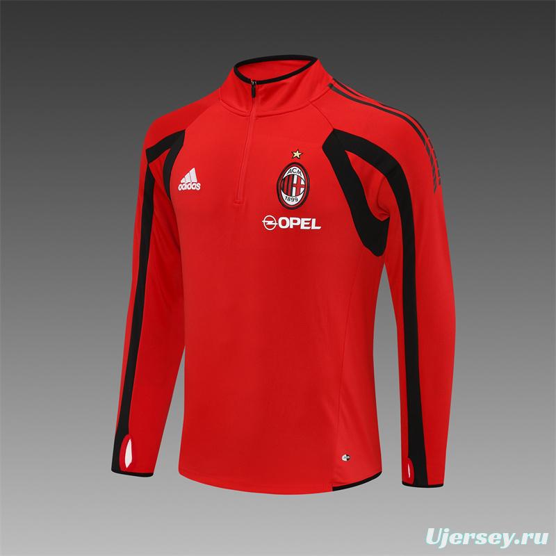 Retro 05/06 AC Milan Red Half Zipper Jacket