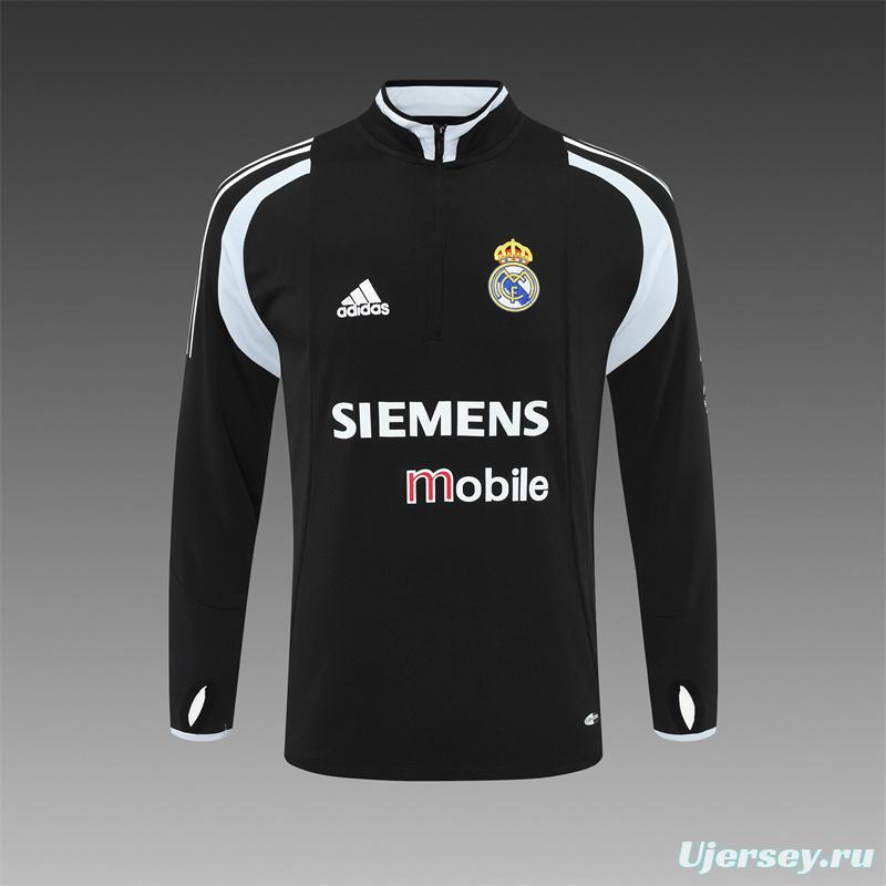 Retro 04/05 Real Madrid Black Half Zipper Jacket
