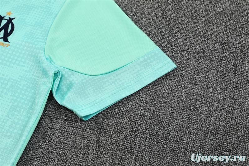 25/26 Olympique de Marseille Lake Blue Camouflage with XS Short Sleeve+Soccer Shorts