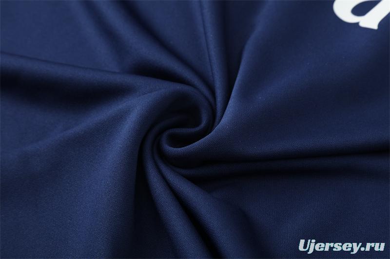 Retro 16/17 Real Madrid Royal Blue Half Zipper Jacket+Long Pants