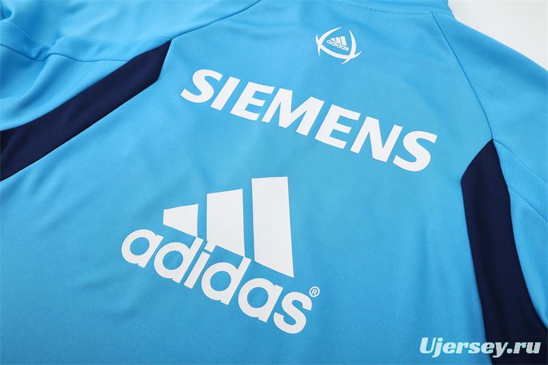 Retro 05/06 Real Madrid Light Blue Half Zipper Jacket+Long Pants