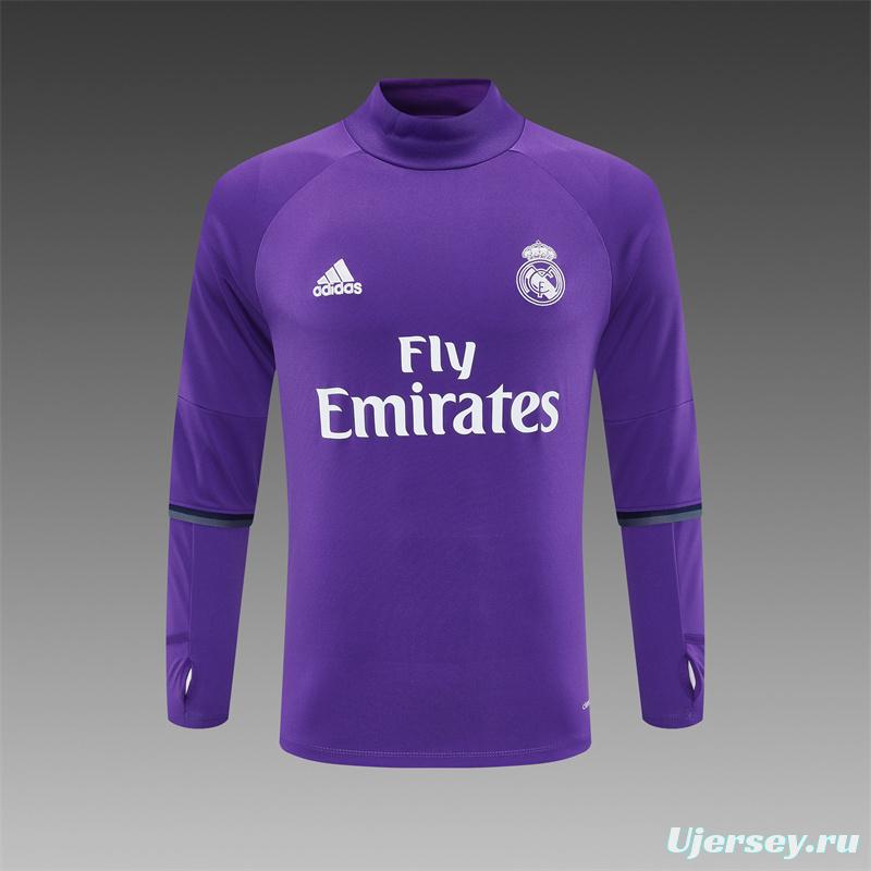 Retro 16/17 Real Madrid Purple Half Zipper Jacket+Long Pants