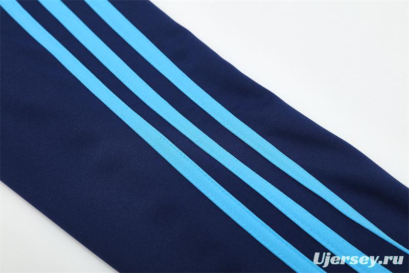 Retro 09/10 Real Madrid Royal Blue Half Zipper Jacket+Long Pants