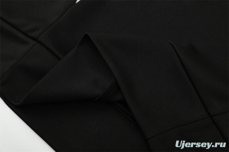 Retro 08/09 Real Madrid Black Half Zipper Jacket+Long Pants