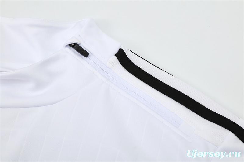 Retro 15/16 Real Madrid White Half Zipper Jacket+Long Pants