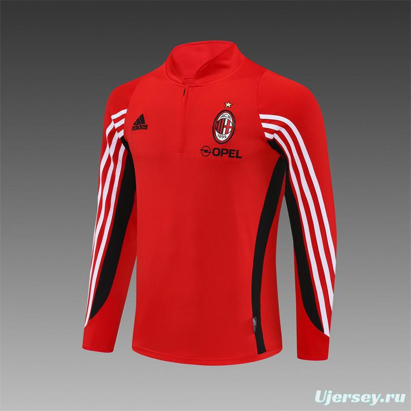 Retro 03/04 AC Milan Red Half Zipper Jacket