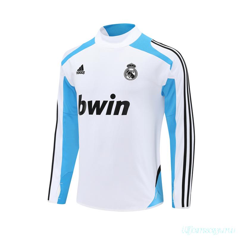 Retro 12/13 Real Madrid White/Blue Half Zipper Jacket+Long Pants
