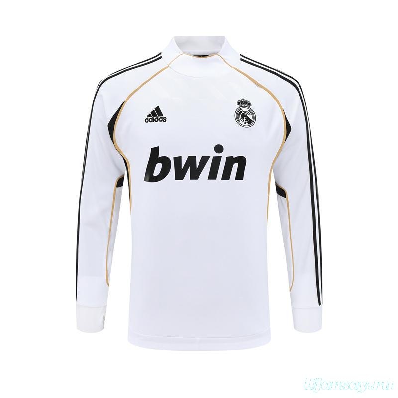 Retro 11/12 Real Madrid White Half Zipper Jacket