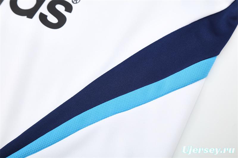 Retro 09/10 Real Madrid White Half Zipper Jacket+Long Pants