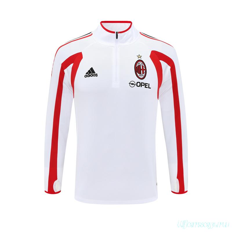 Retro 05/06 AC Milan White Half Zipper Jacket+Long Pants