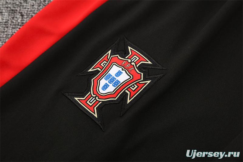 25/26 Portugal Black Half Zipper Jacket+Long Pants