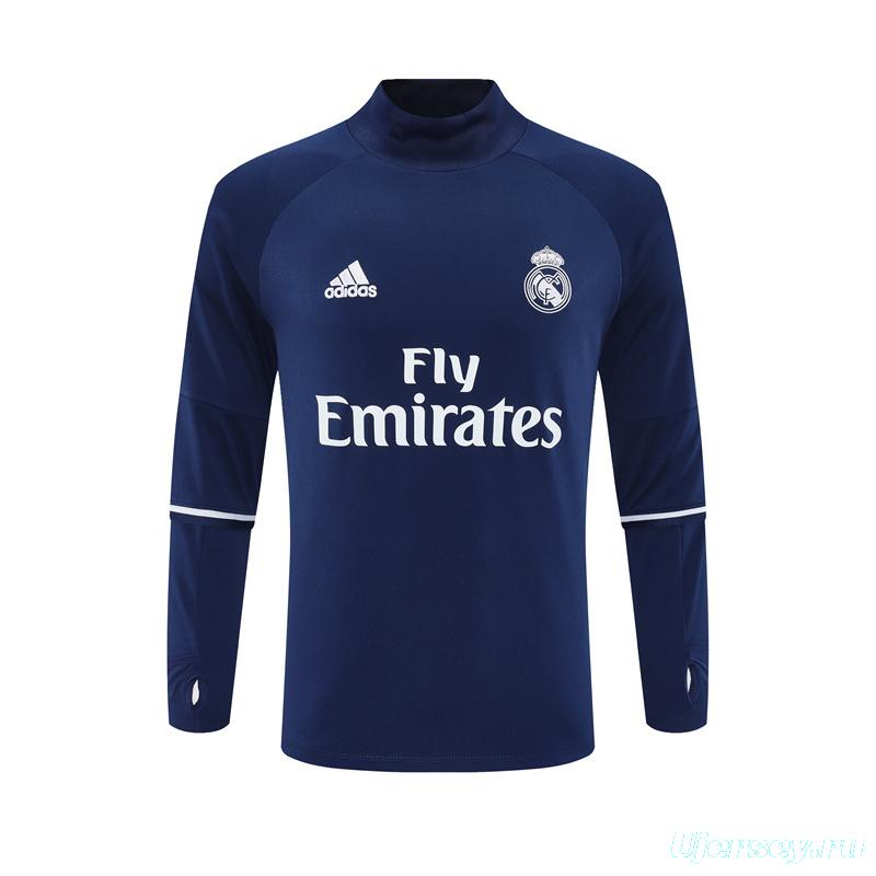 Retro 16/17 Real Madrid Royal Blue Half Zipper Jacket+Long Pants