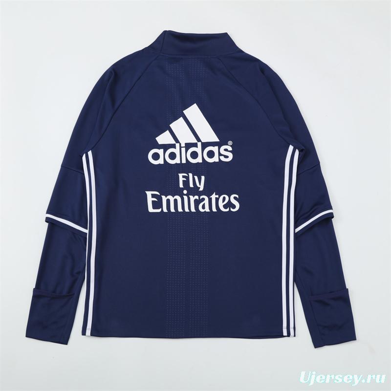 Retro 16/17 Real Madrid Royal Blue Half Zipper Jacket+Long Pants