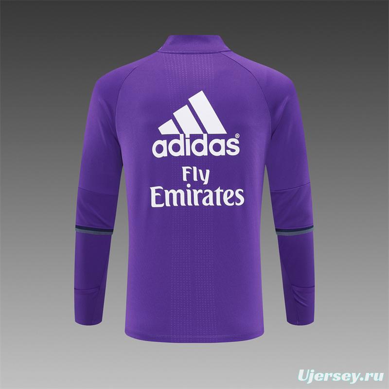 Retro 16/17 Real Madrid Purple Half Zipper Jacket