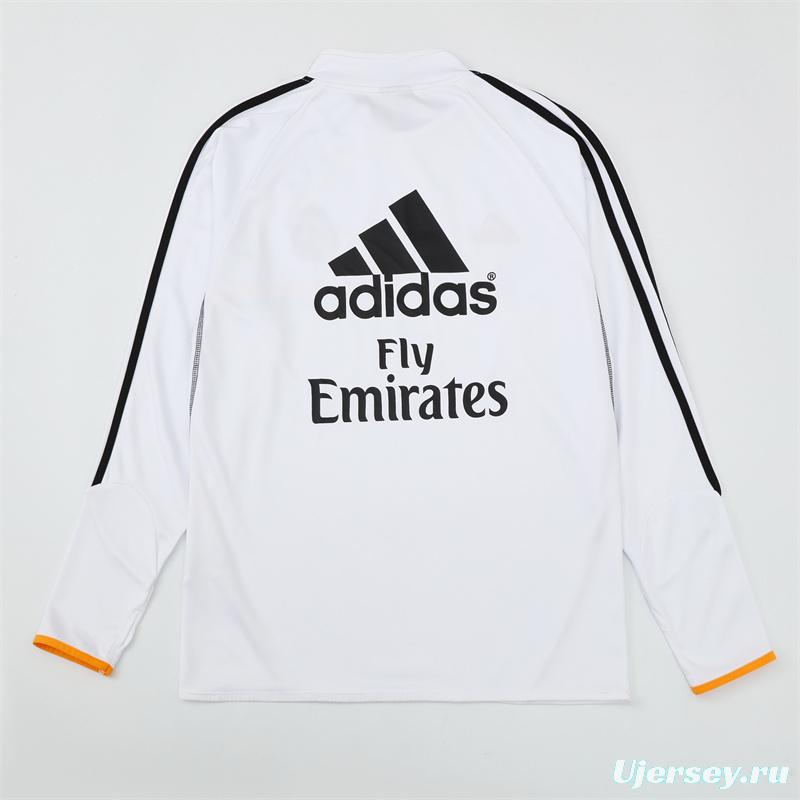 Retro 13/14 Real Madrid White Half Zipper Jacket
