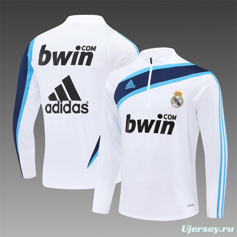 Retro 09/10 Real Madrid White Half Zipper Jacket
