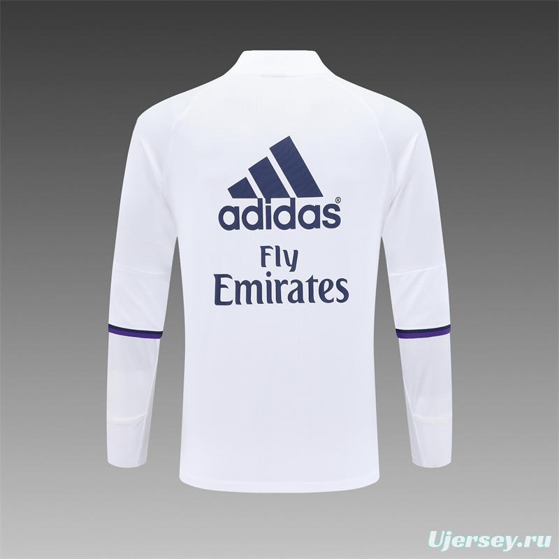 Retro 16/17 Real Madrid White Half Zipper Jacket