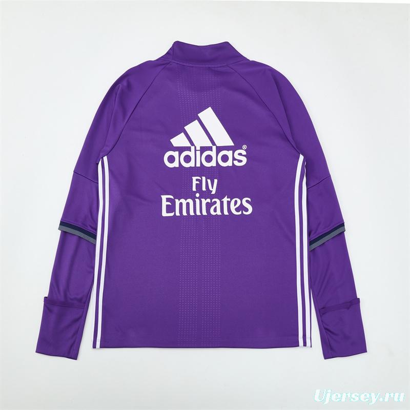 Retro 16/17 Real Madrid Purple Half Zipper Jacket