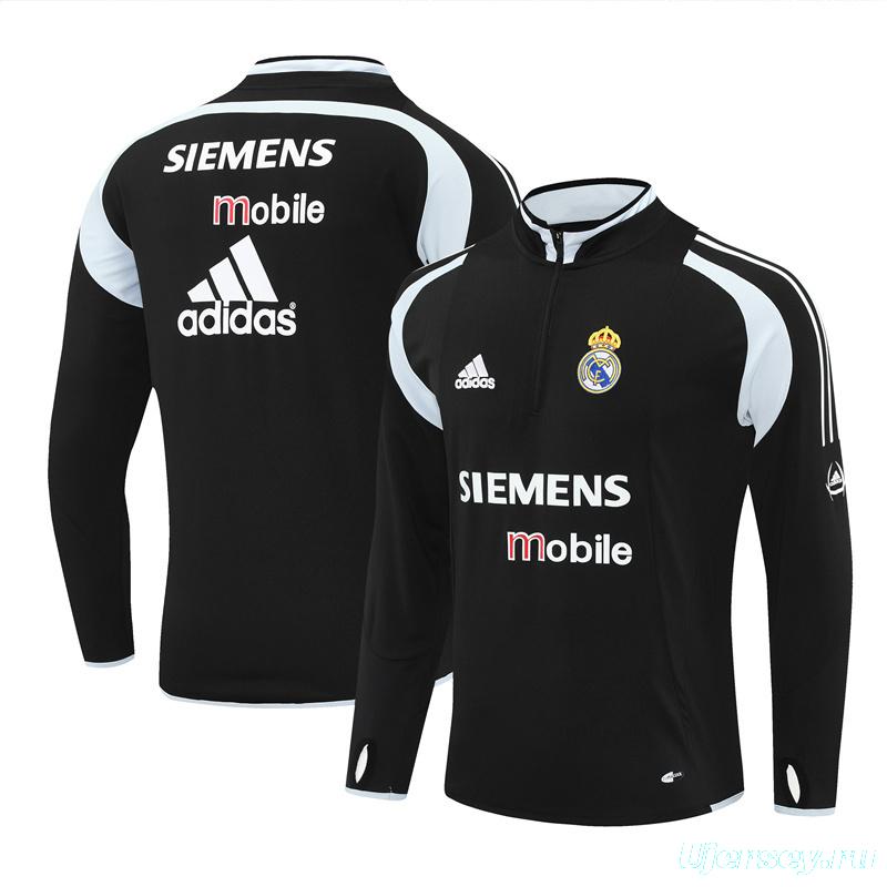 Retro 04/05 Real Madrid Black Half Zipper Jacket