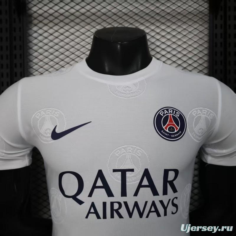 Player Version 25/26 PSG White with Embossed PSG Badge Pattern Jersey