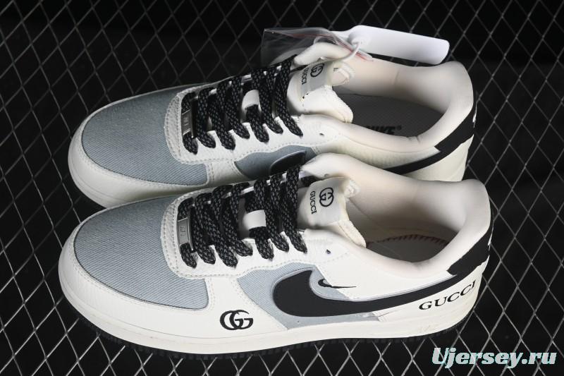 Nike Air Force 1'07 Low Gucci Collaboration White Gray Black Casual Sneakers - YF9511-808