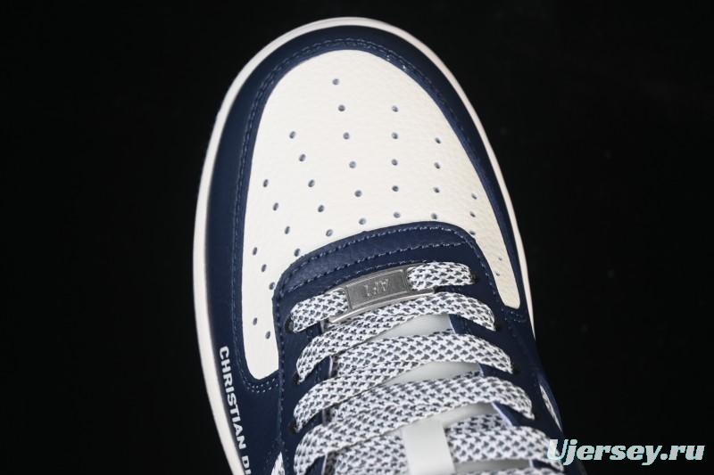 Nike Air Force 1 '07 Low Dior Collaboration White Blue Gray Hook Casual Sneakers - XD2588-603