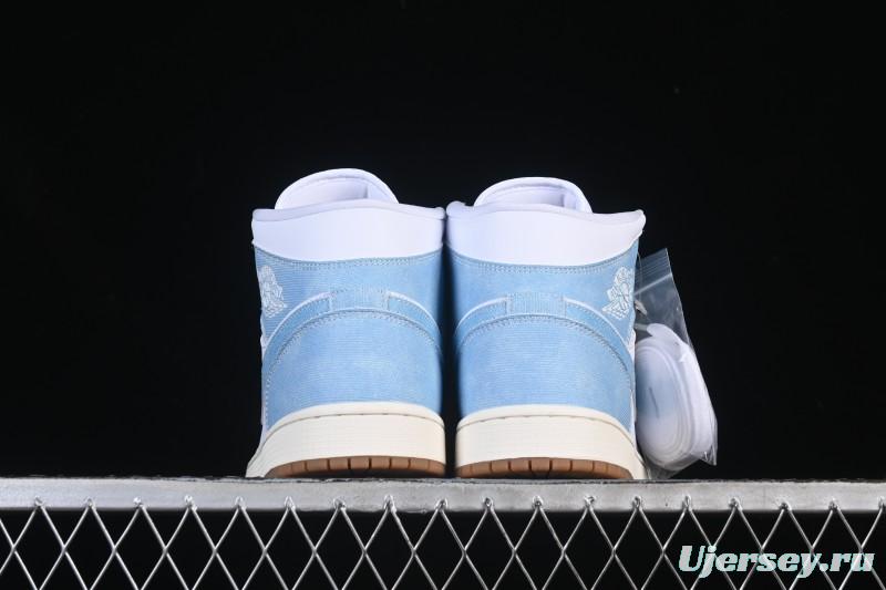 Nike Air Jordan 1 Mid Retro Denim Blue Casual Sneakers - HQ2005-100