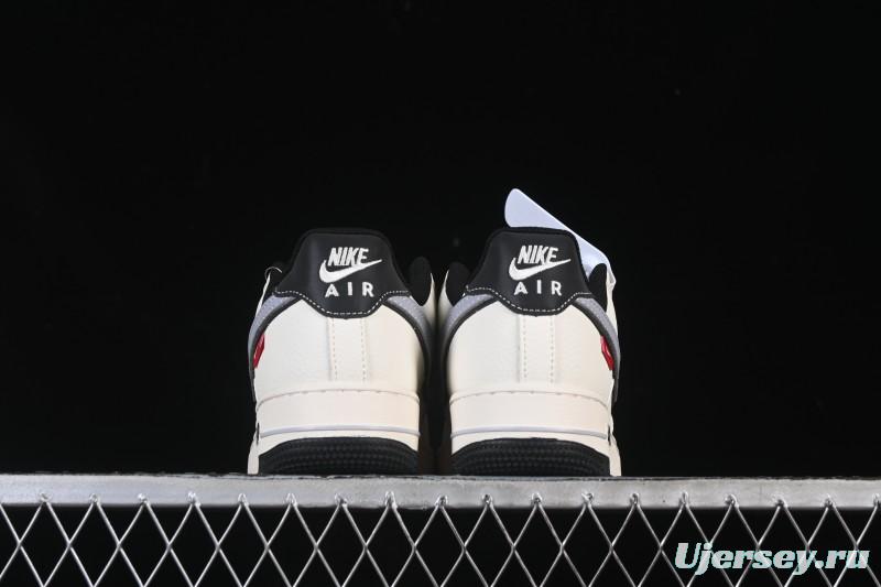 Nike Air Force 1'07 Low Beige Gray Black Letter Casual Sneakers - JS8028-018
