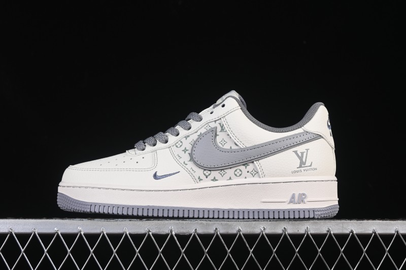 Nike Air Force 1 '07 Low LV Collaboration Printed Beige Swoosh Casual Low-Top Sneakers - HH7518-079