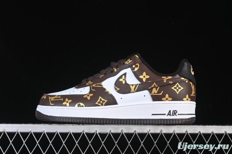 Nike Air Force 1 '07 Low LV Collaboration Classic White Brown Casual Sneakers - CZ3986-004
