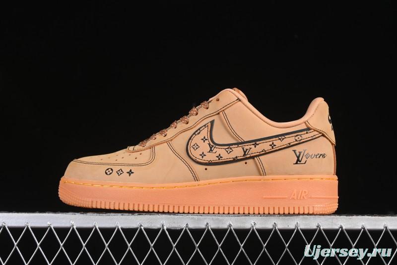 Nike Air Force 1 '07 Low LV Collaboration Wheat Print Casual Sneakers - DK0188-082