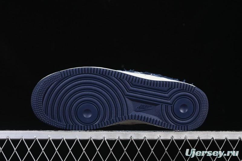Nike Air Force 1 '07 Low Casual Sneakers in White Navy Blue - YF9511-816