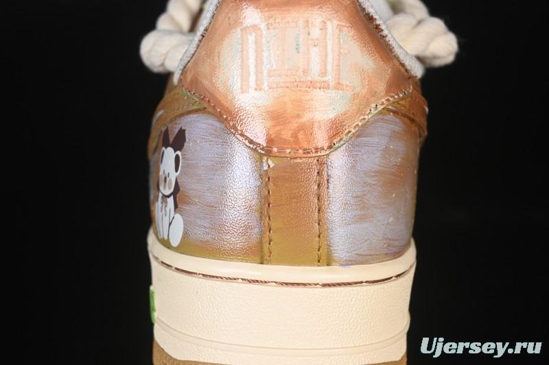 Nike Air Force 1 '07 Low Milk Coffee Bear Hand-Drawn Doodle Casual Sneakers - XL2321-666