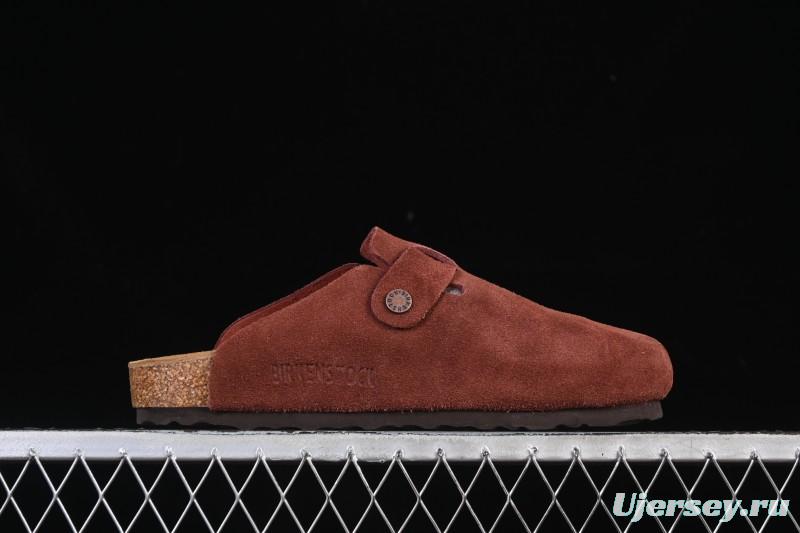 Birkenstock Sandals Series with Soft Leather Upper and Cork Rubber Midsole - Red Wine