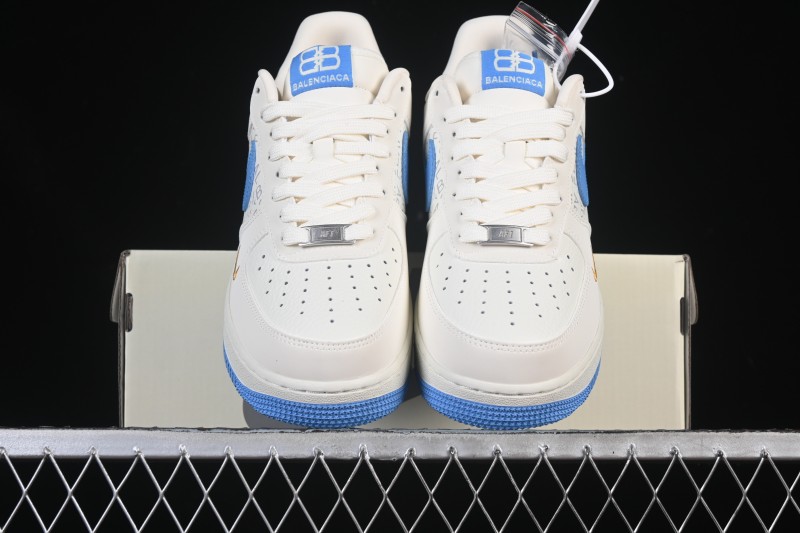 Nike Air Force 1 '07 Low Balenciaga Collaboration White Blue Gold Casual Sneakers - YF9511-803