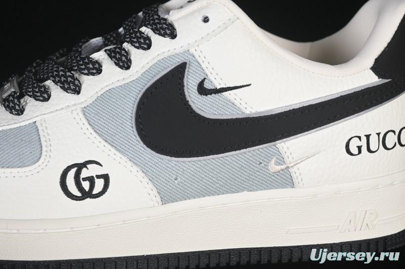 Nike Air Force 1'07 Low Gucci Collaboration White Gray Black Casual Sneakers - YF9511-808
