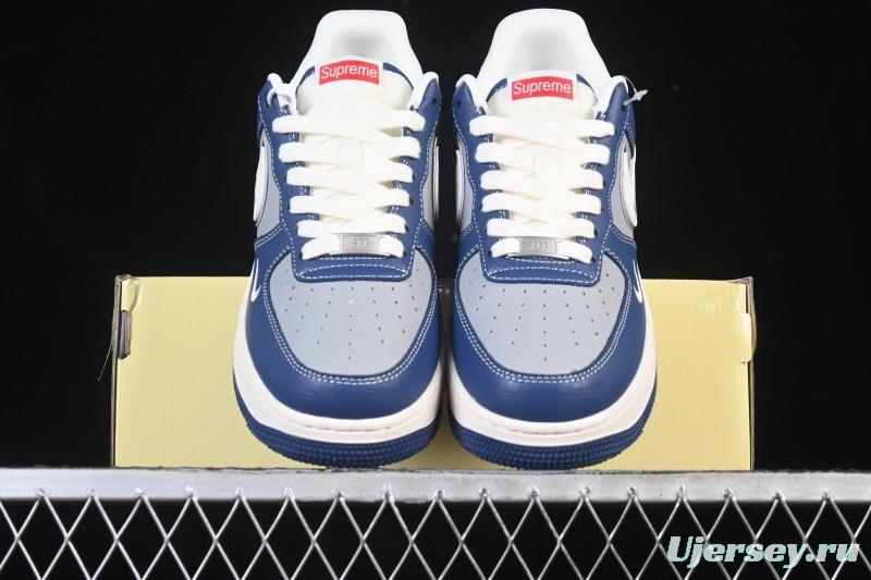 Nike Air Force 1 '07 Low Supreme Collaboration White Blue Gray Red Casual Sneakers - XD2588-602