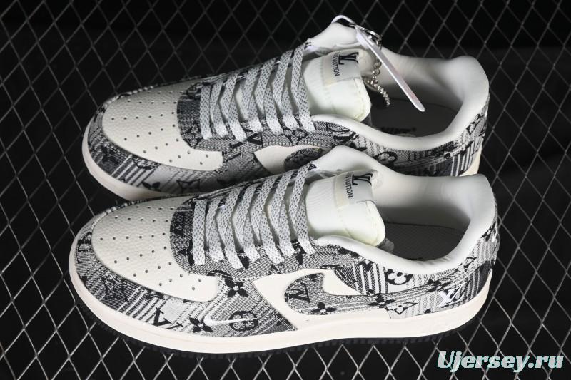 Nike Air Force 1 '07 Low LV Collaboration Gray Floral Canvas Casual Sneakers - DF0188-077